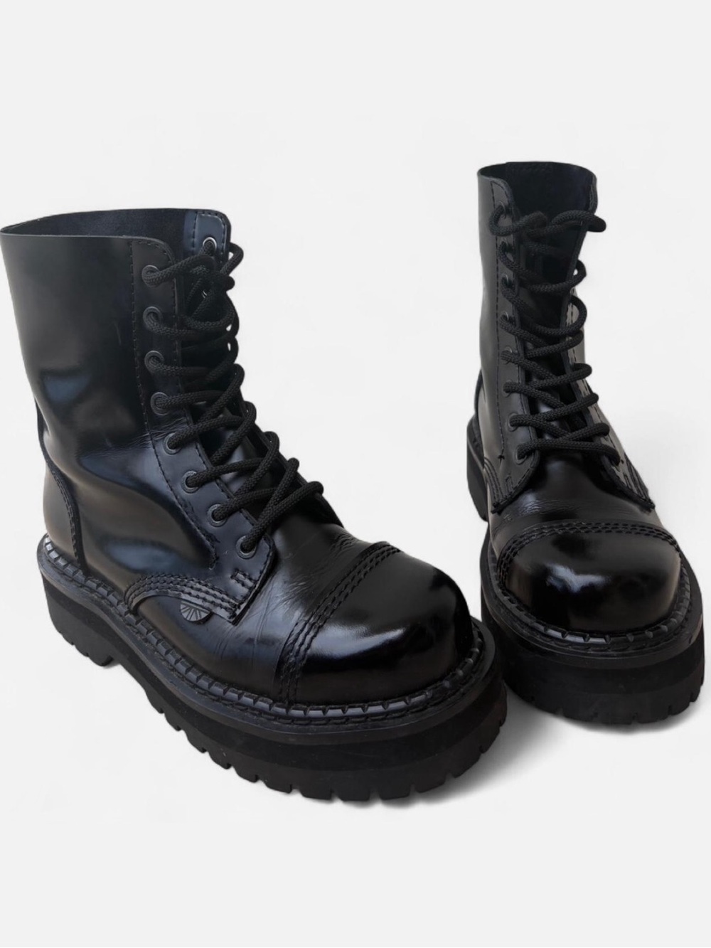 Underground Genuine Leather Size 8 Combat Boots — Steel Toe, Double Sole